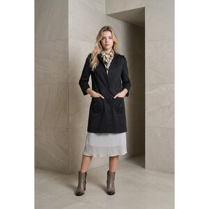 Space Couture Black Cotton Blend Tailored Coat Made in Italy 4-6